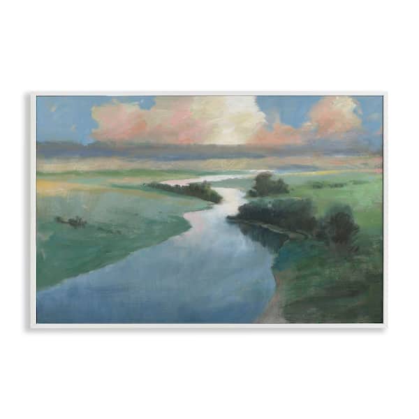 Stupell Industries Stream Landscape in January by Wellington Studio White Framed Nature Giclee Art Print 20 in. x 30 in.