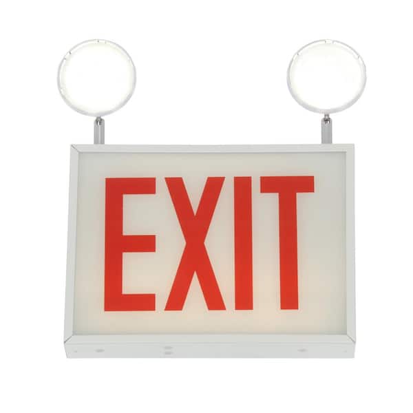 CHXC Series 3.6-Watt 2-Head White Integrated LED Emergency Light Exit Sign Combo