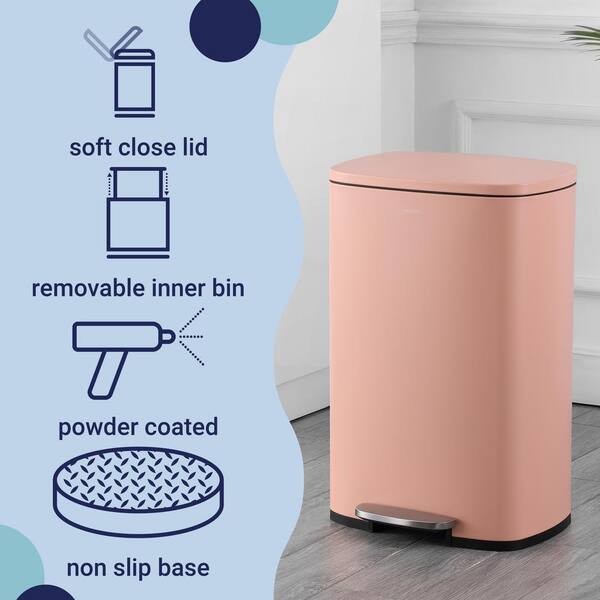 happimess 12.98-Gallons Rose Gold Steel Kitchen Trash Can with Lid Indoor  in the Trash Cans department at