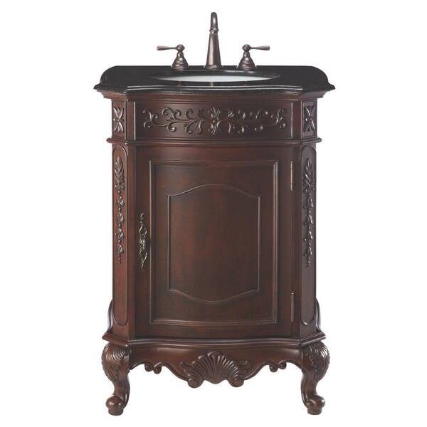 Home Decorators Collection Winslow 26 in. Vanity in Antique Cherry with Granite Vanity Top in Black