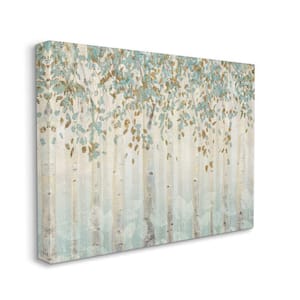 "Abstract Forest Leaves Trees Blue Tan Painting" by James Wiens Unframed Abstract Canvas Wall Art Print 24 in. x 30 in.