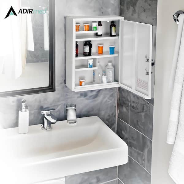 16 in. W x 21 in. H Medium White Surface Mount Dual Locking Medicine Cabinet without Mirror