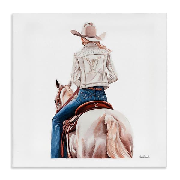 Stupell Industries Glam Girl on White Horse by Amanda Greenwood Unframed People Graphic Art Print 17 in. x 17 in.