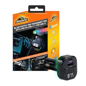 Armor All Bluetooth FM Transmitter, 2 USB-A Port Car Charger 3 Amp,  Wireless Strean Audio AHF9-1011-BLK