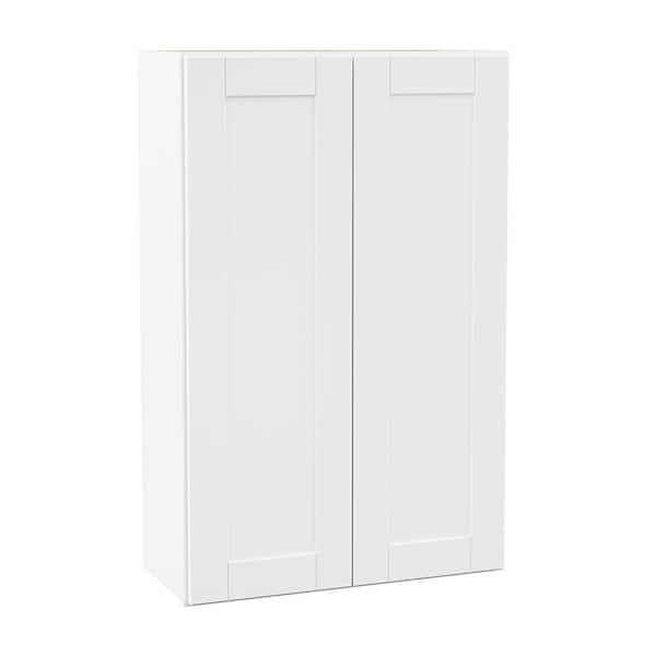 Shaker 27 in. W x 12 in. D x 42 in. H Assembled Wall Cabinet in Satin White