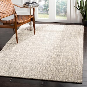 Micro-Loop Charcoal/Ivory 4 ft. x 6 ft. Distressed Border Area Rug