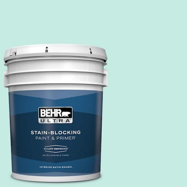 BEHR ULTRA 5 gal. #P440-2 Clear Aqua Extra Durable Satin Enamel Interior Paint & Primer