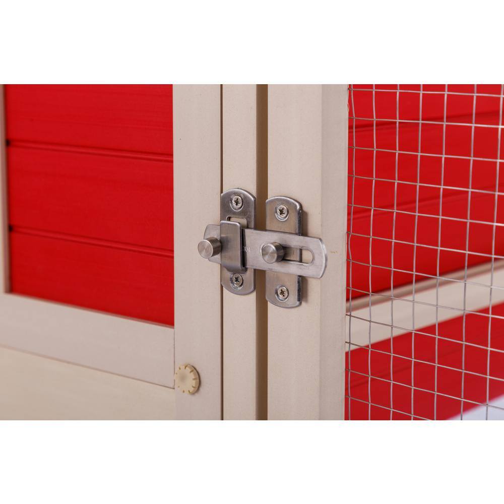 Red and Beige ECOFLEX Dual-Level Chicken Coop with Stainless Steel Mesh