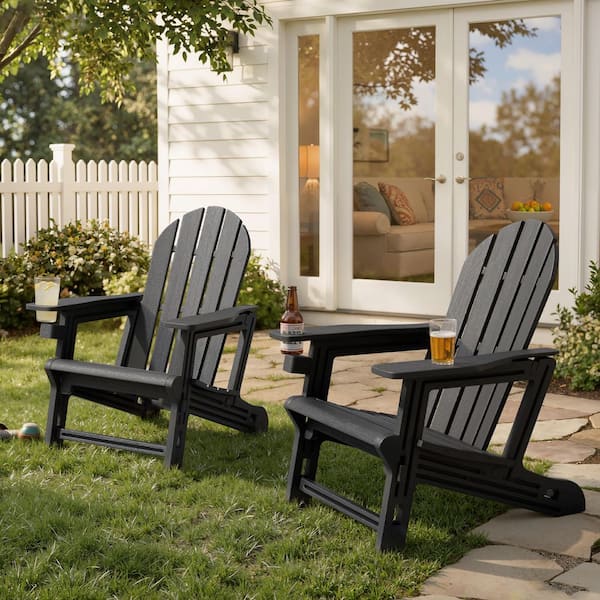 Pellebant 2-Piece Outdoor Black All-Weather HDPE Plastic
