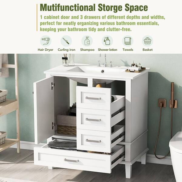 Virubi 30 in. W x 18 in. D x 34 in. H Single Sink Bath