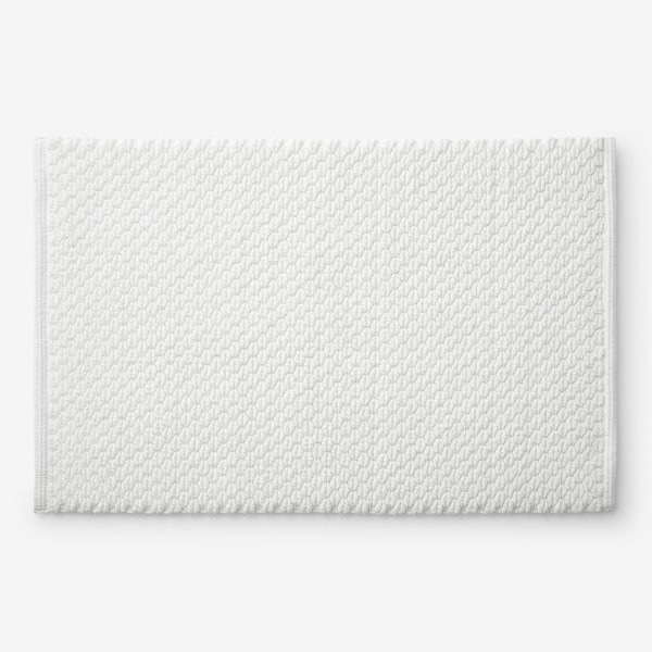Company Cotton Diamond Textured 17 in. x 24 in. White Bath Rug