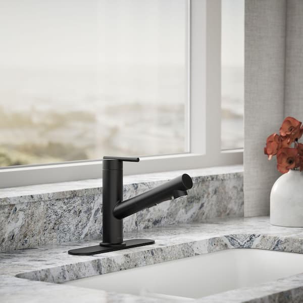Crue Single-Handle Pull-Out Sprayer Kitchen Faucet in Matte Black