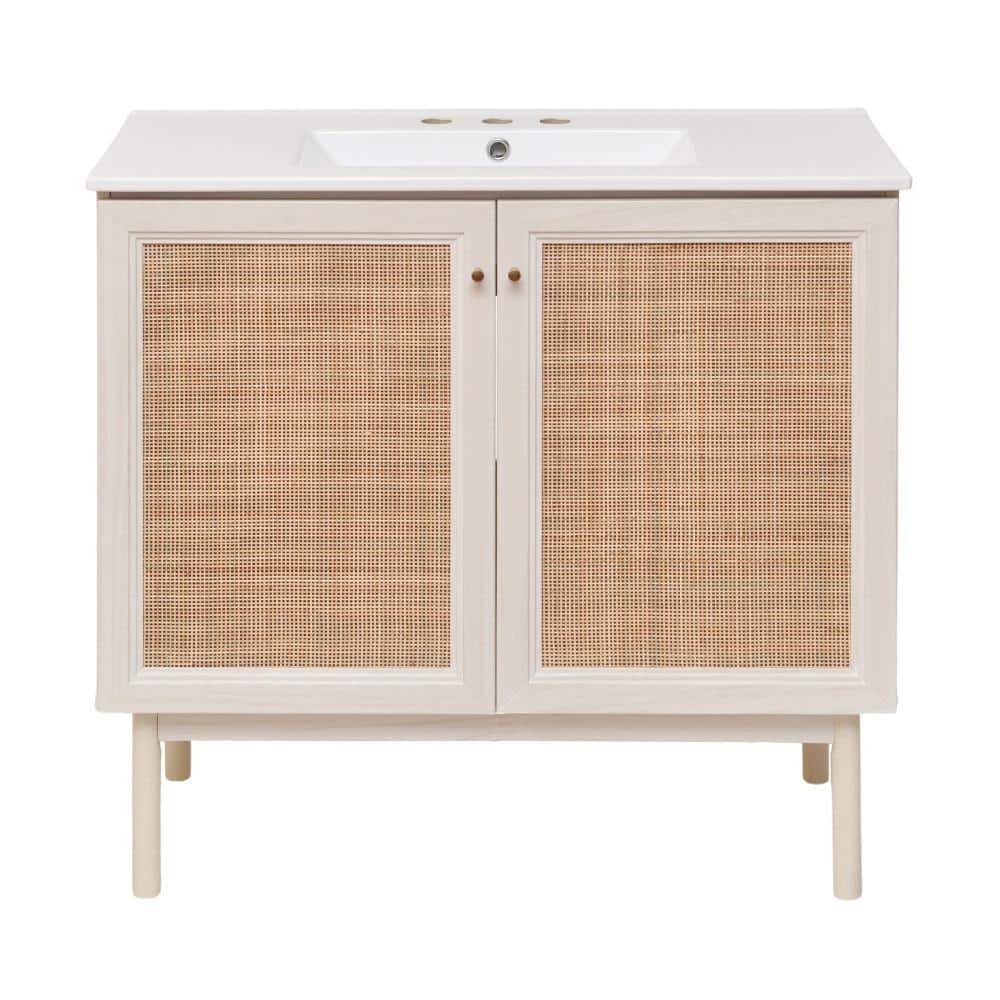 Classe 36 in. W Bathroom Vanity in White Oak with White, 3-Hole Ceramic Sink Top price history on PriceWatchPro