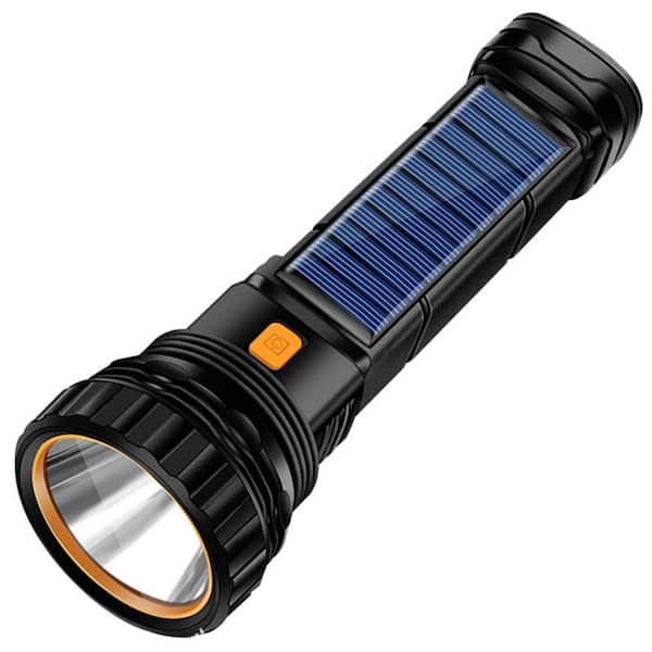 Solar Rechargeable Multi Function 1000 Lumens LED Flashlight with Emergency Strobe Light and USB Charging Cable