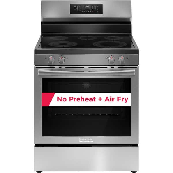 30 in. 5 Element Free-Standing Rear Control Electric Range in Finger Print Resistant Stainless Steel with Air Fry