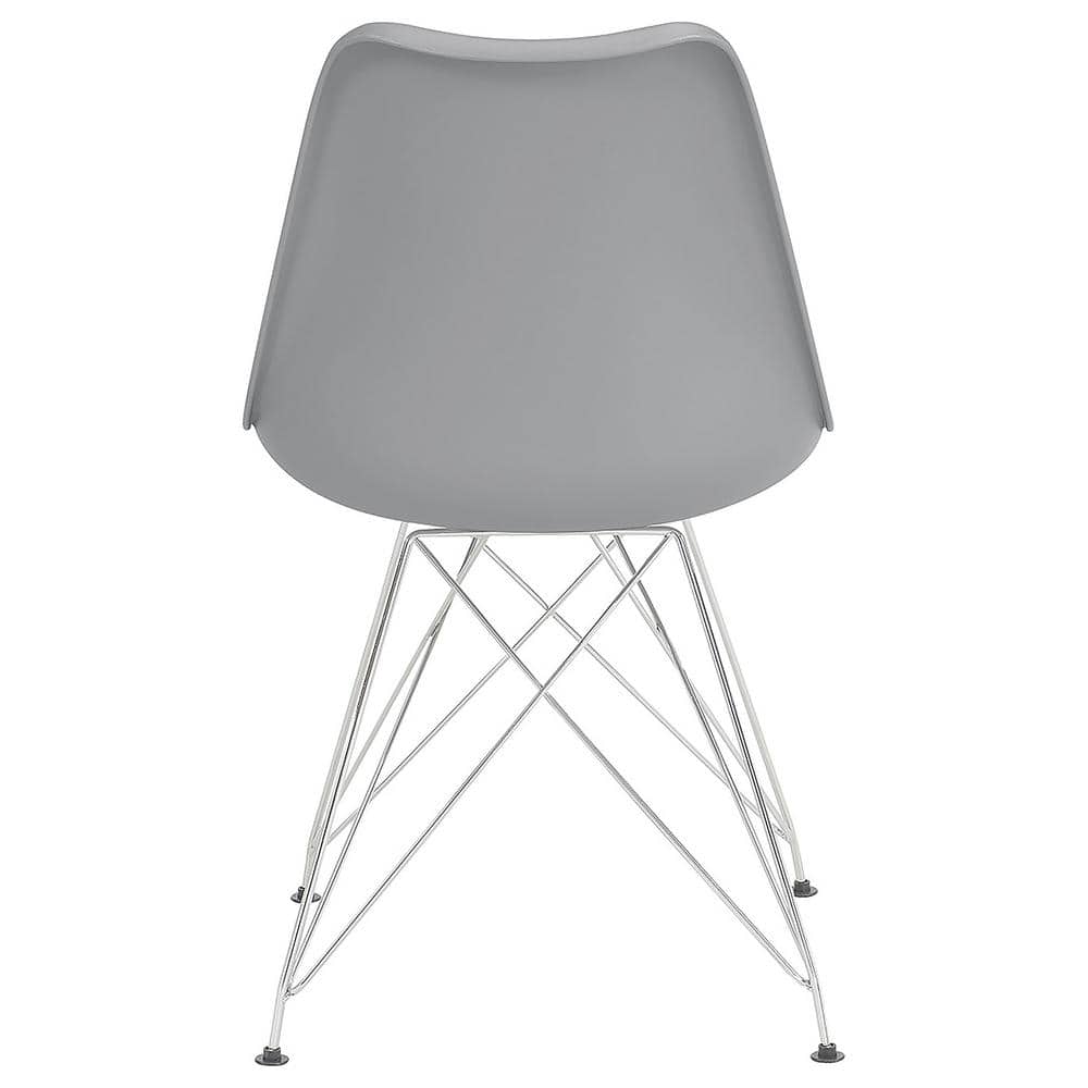 Gray Faux Leather Upholstered Side Chair with Chrome Legs