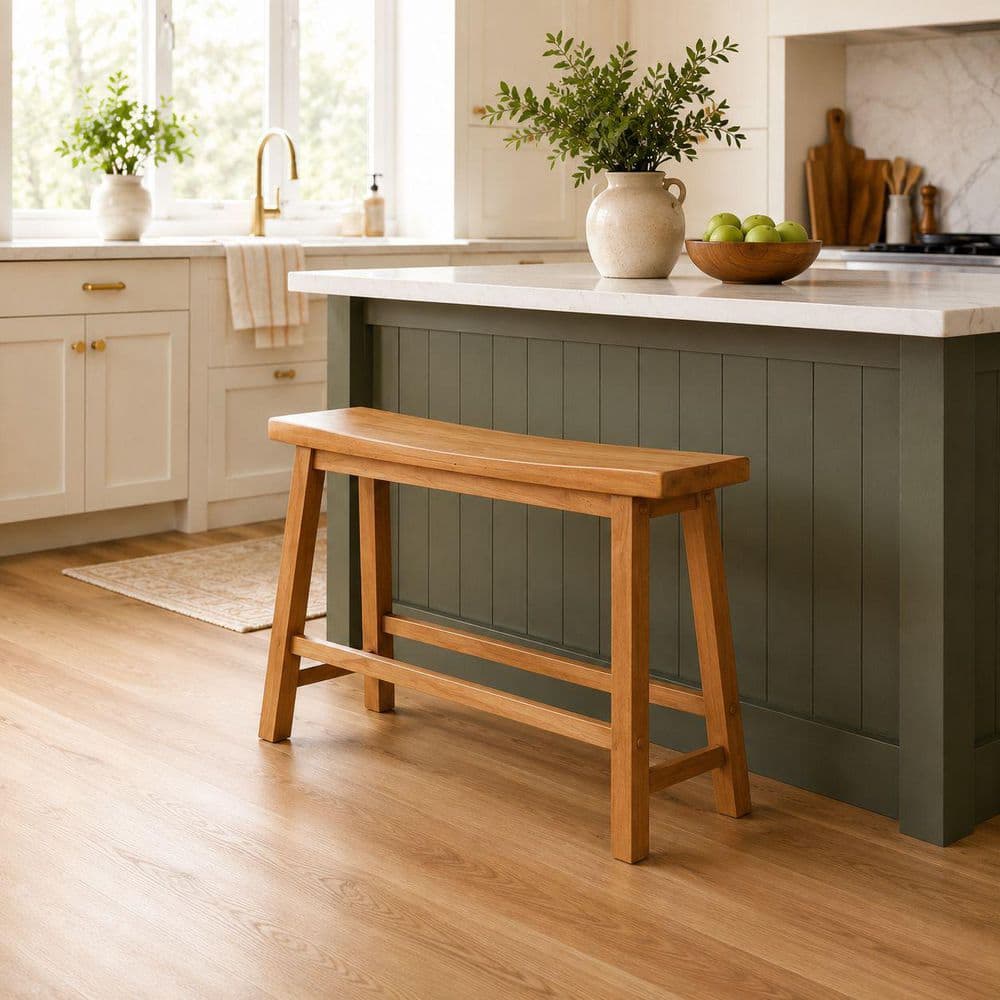 Boraam Sonoma 33in W Backless Entryway Dining Bench-Honey Oak