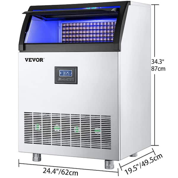 VEVOR 250-lbStorage Ice Maker 440-lb Flip-up Door For Commercial Use Cubed Ice  Maker (Silvery) in the Ice Makers department at