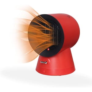 10 .3 in. Red Mini Tower Fan, Heat-Cold Air Cooler with Adjustable Speeds