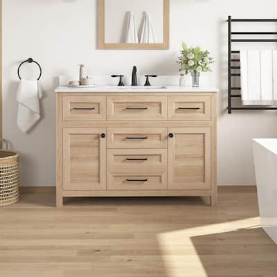 Home Decorators Collection Moorside 36 in. W x 19 in. D x 34 in. H Single  Sink Bath Vanity in Sweet Maple with White Engineered Stone Top Moorside  36SM - The Home Depot