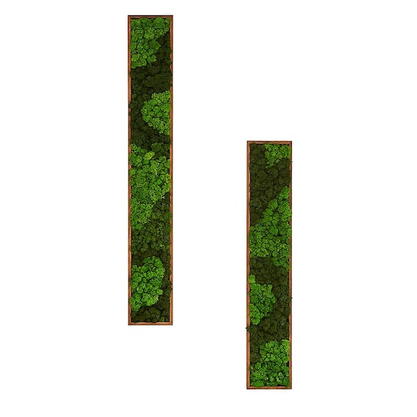 Miscool Anky Metal Green Wall Architectural Decor, Rectangular Mixed Moss Wall Art (Only the Large pc)