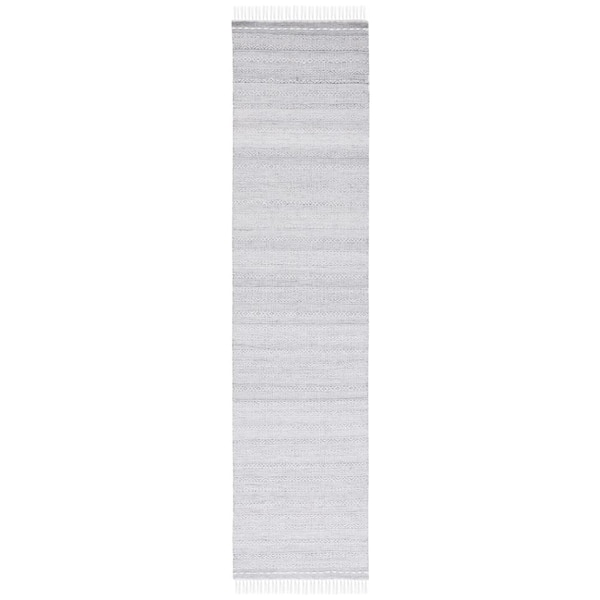 SAFAVIEH Striped Kilim Grey Ivory 2 ft. x 9 ft. Abstract Striped Runner Rug