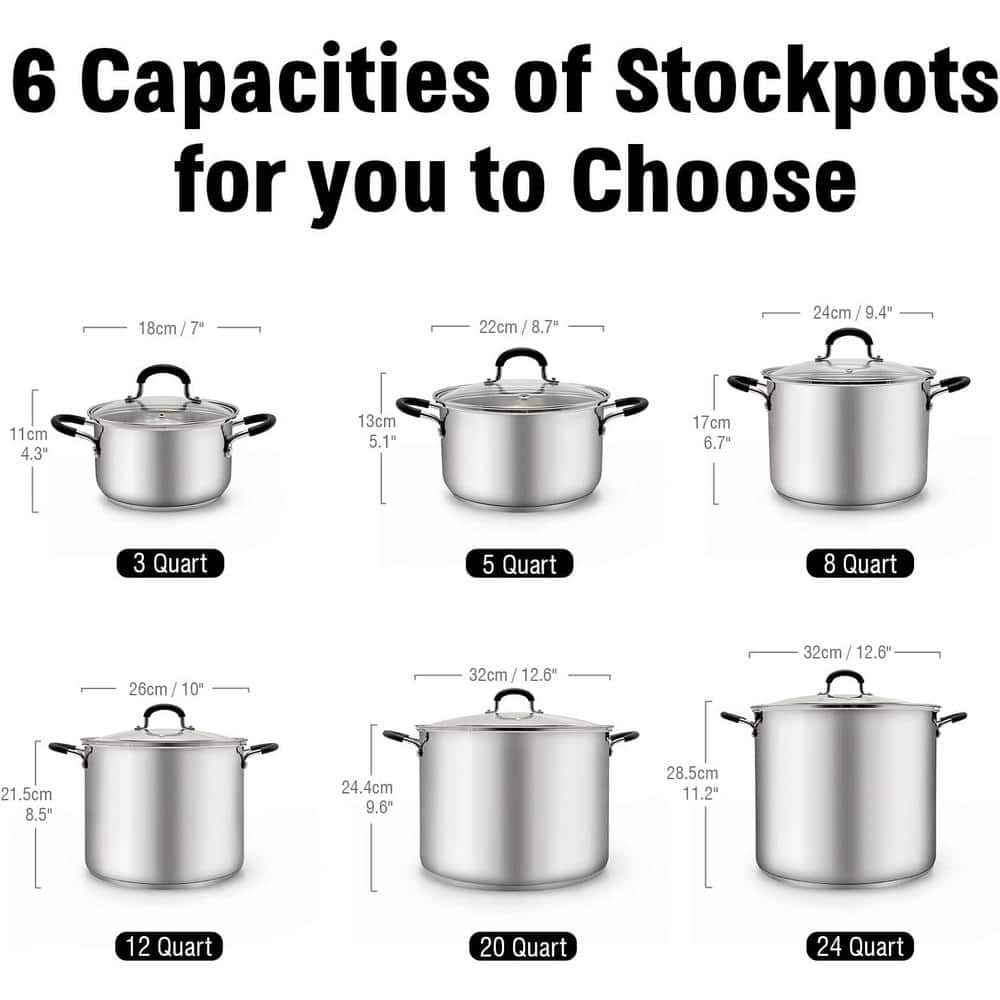 24-Quart Stainless Steel Stock Pot with Glass Lid