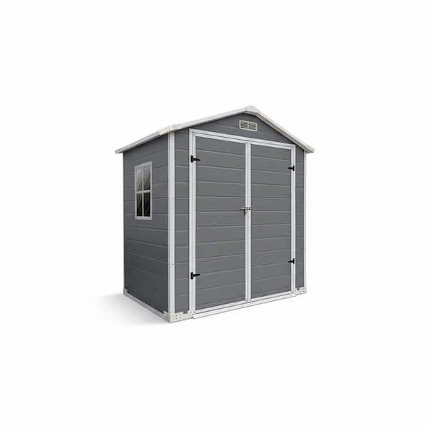 6 ft. W x 4 ft. Gray Outdoor Plastic Resin Storage Shed with Floor and Lockable Door for Patio (24 sq. ft. )