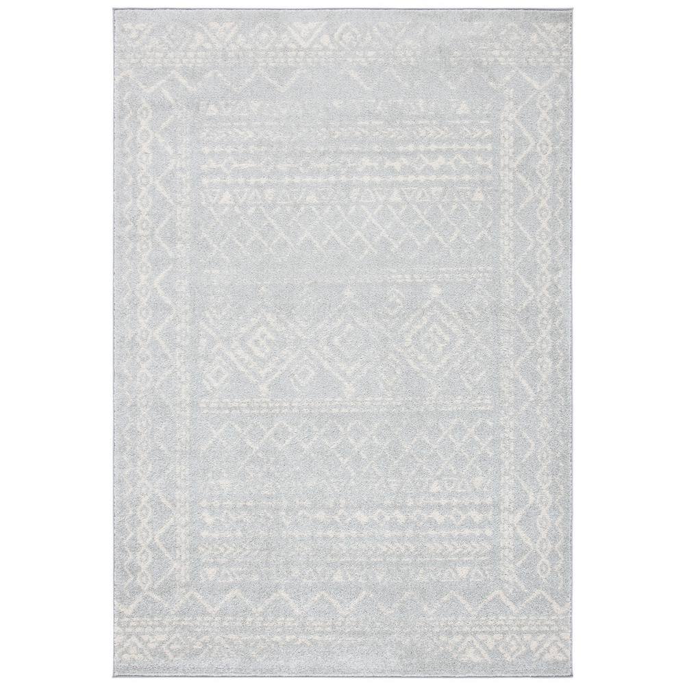 SAFAVIEH Tulum Light Gray/Ivory 8 ft. x 10 ft. Border Tribal Distressed