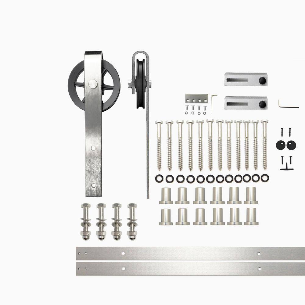 192-inch Brushed Nickel Spoke Wheel Barn Door Hardware Kit