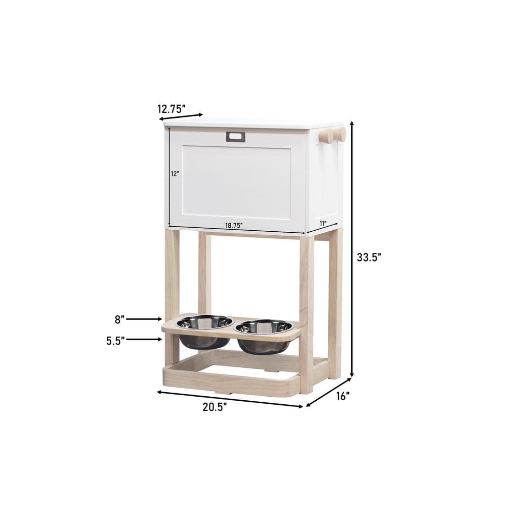White Pine and MDF Elevated Pet Feeding Station