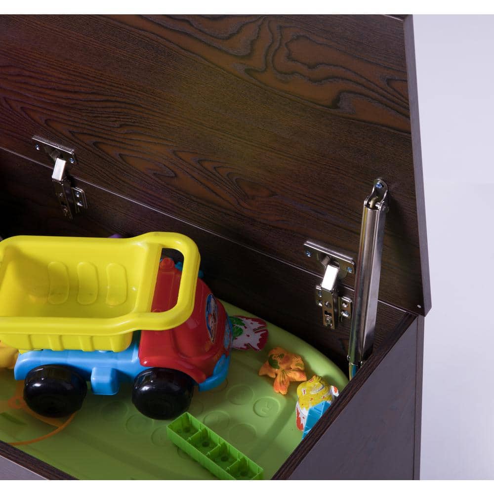 Brown MDF Wooden Toy Storage Box with Soft Closure Lid