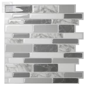 Polito Grey 12 in. W x 12 in. H Peel and Stick Self-Adhesive Decorative Mosaic Wall Tile Backsplash (10-Tiles)