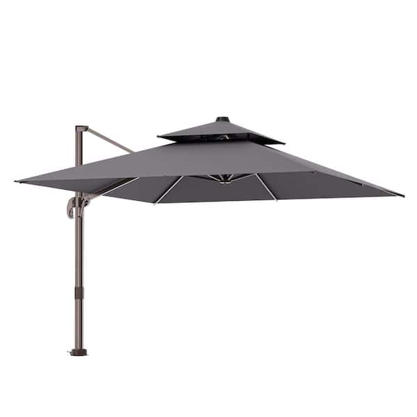 Unbranded 10 ft. Aluminum Cantilever Market Tilt Patio Umbrella in Grey Large Rectangle 360 Rotation Outdoor OGPH012421 Unbranded 10 ft. Aluminum Cantilever Market Tilt Patio Umbrella in Grey Large Rectangle 360 Rotation Outdoor OGPH012421