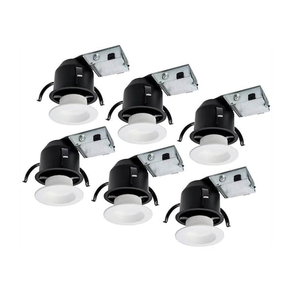 HALO RL 4 in. (6-Pack) Ultra Shallow Remodel Ceiling Housing and (6-Pack) Dimmable White Integrated LED Recessed Light Kit