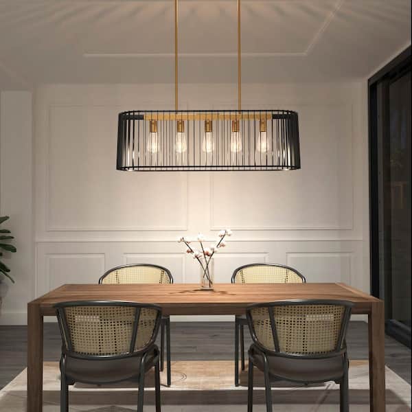 Artika Gatsby 5-Light Black Cage Pendant Light