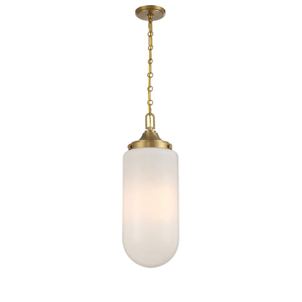Warm Brass 3-Light Pendant with Strie Glass Shade