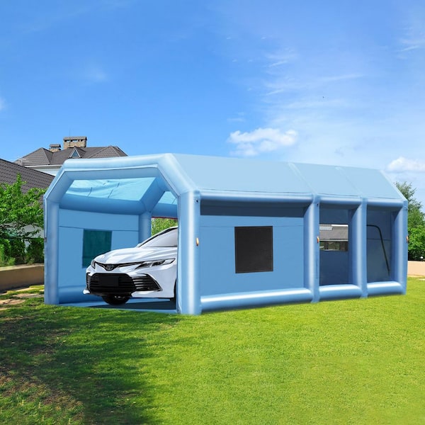 Inflatable Paint Booth, 27.9 x 15.7 x 10.8 ft. Inflatable Spray Booth, 950W+750W Powerful Blowers and Air Filter System