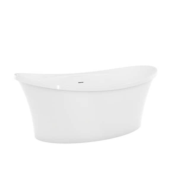 Continuum 66 in. L x 36 in. W Acrylic Double Slipper Freestanding Soaking Bathtub with Center Drain in Polished Nickel