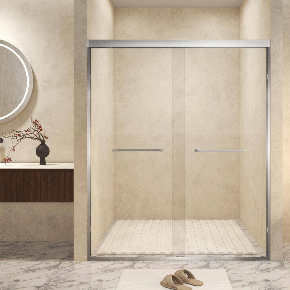 50-54 in. W x 72 in. H Double Sliding Frame Shower Door in Brushed Nickel with 1/4 in. Clear Tempered Glass price history on PriceWatchPro