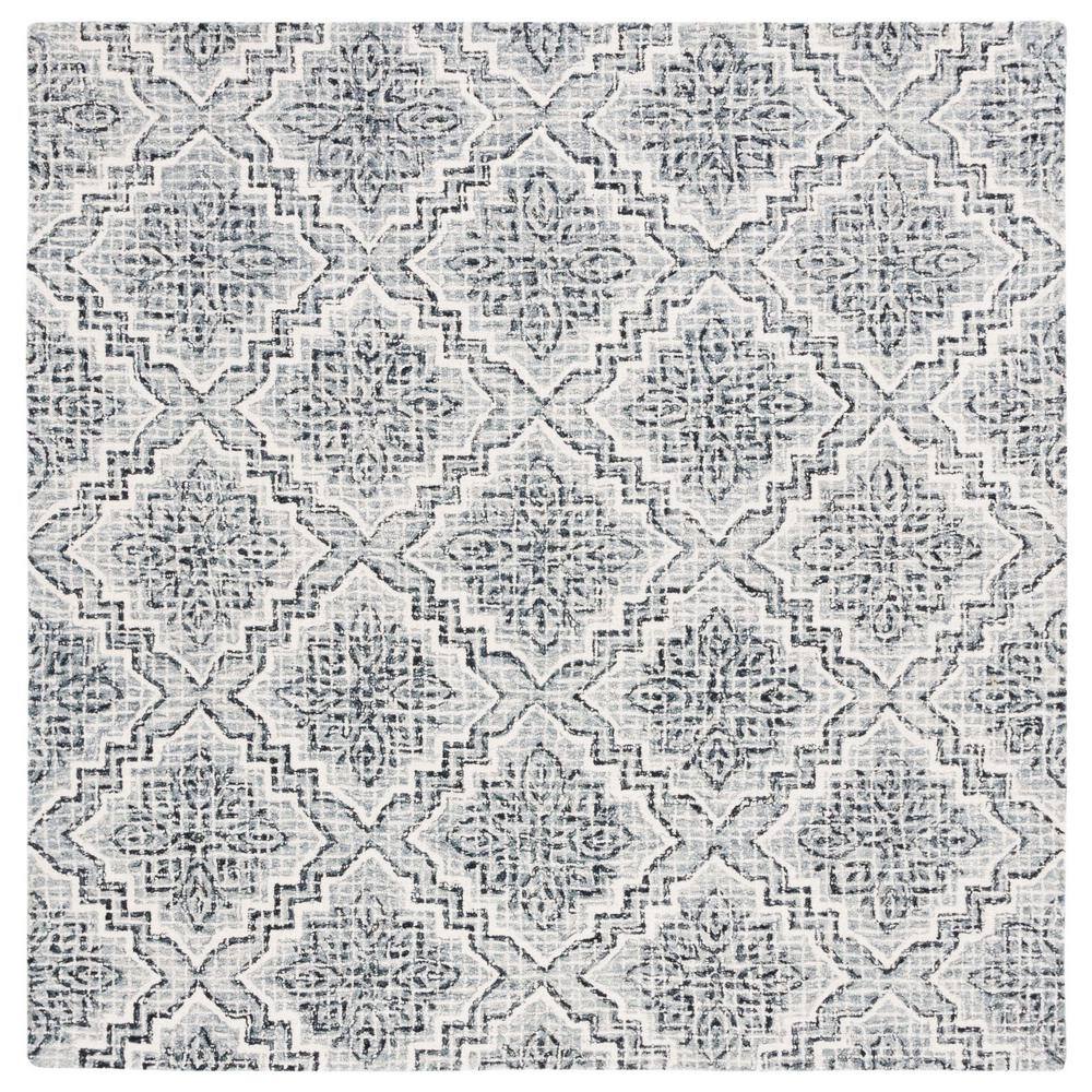 Handmade Dark Blue/Grey Abstract Wool Square Rug - 6' x 6'