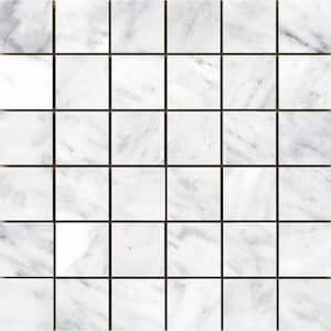 Marble Winter Frost Polished 12.01 in. x 12.01 in. x 10 mm Marble Mesh-Mounted Mosaic Tile (1 sq. ft.)