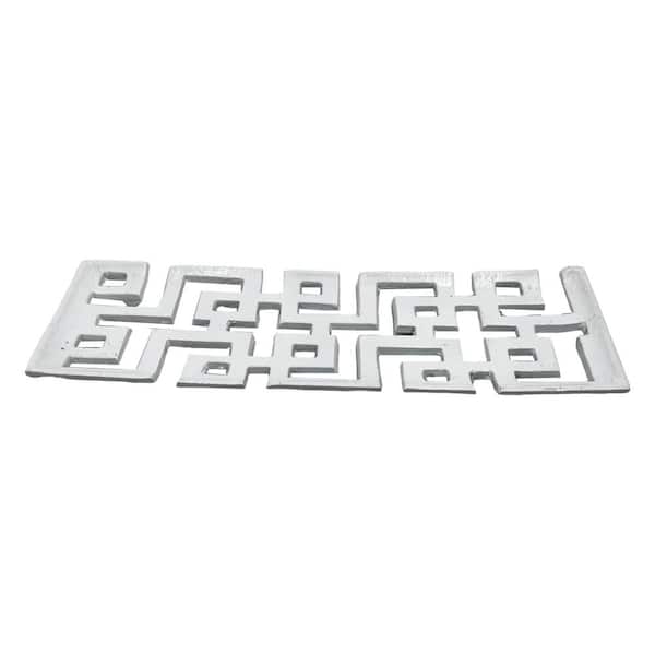 15.5 in. Geometric Aluminum Icon Tray in White
