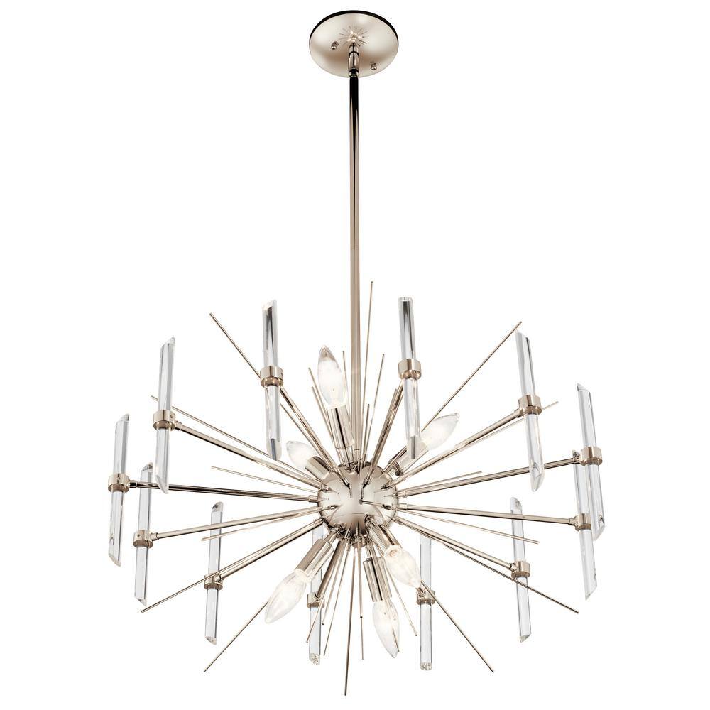 Eris Polished Nickel 23.5" Wide Sputnik Chandelier with Crystal Accents