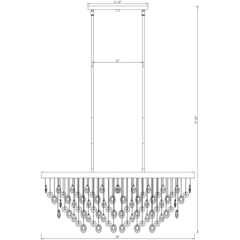 Livorno Noble Brass 8-Light Linear Chandelier with Clear Faceted Crystals