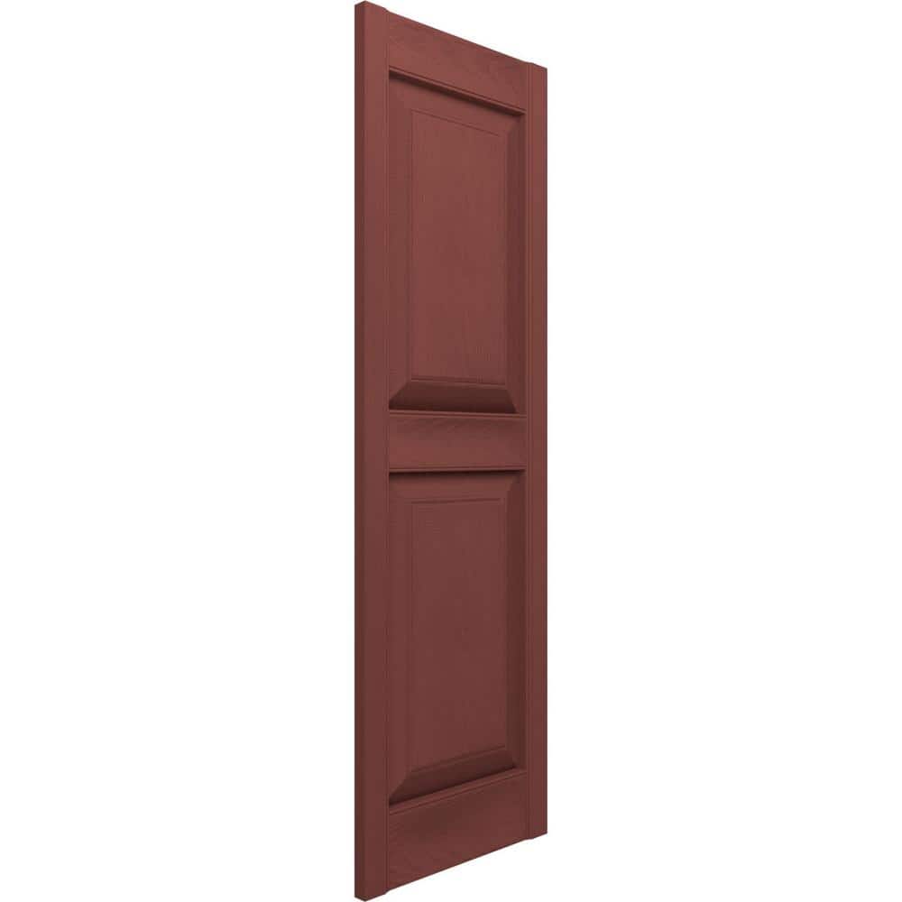 Burgundy Red Raised Panel Vinyl Decorative Shutters, 14.75" x 31"