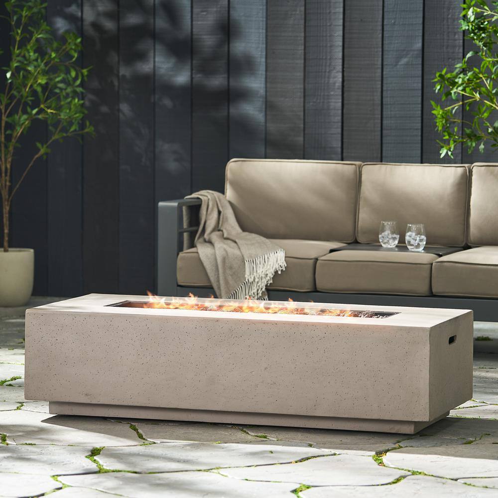 Mayfair Light Gray Concrete Rectangular Gas Fire Pit