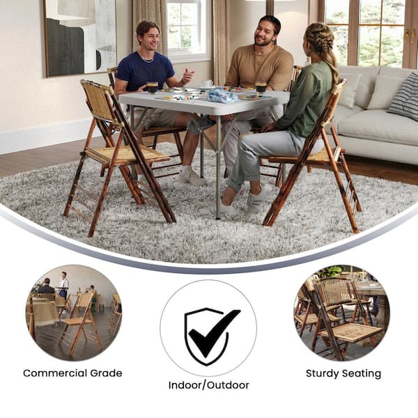 Carnegy Avenue Bohemian Bamboo Folding Dining Chairs with Curved