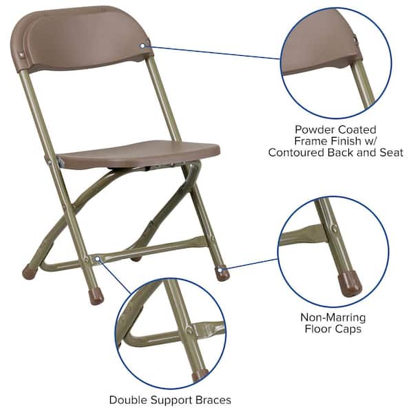 Flash Furniture Kids Brown Plastic Folding Chair YKIDBN - The Home