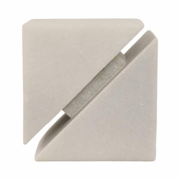 Liv & Skye White 4 in. Marble Abstract Cut Cube
